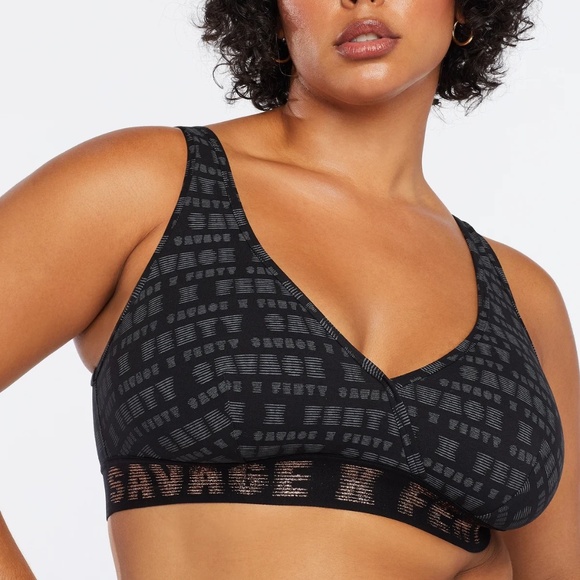 Forever Savage X Fenty Bralette size 1X 95% cotton 5% elastane black & gold - Picture 1 of 6